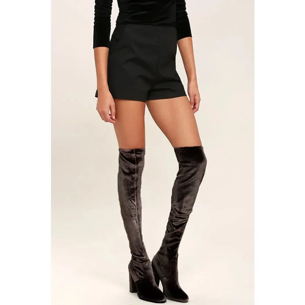 Steve Madden Isaac‎ Velvet Over the Knee Boots Black Women Size 7